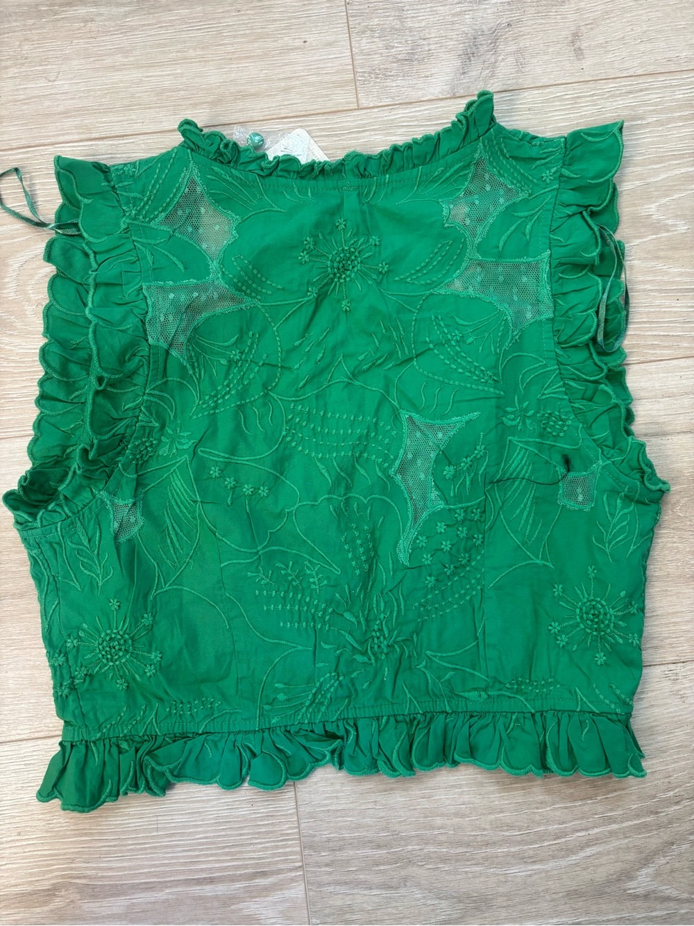 NWT Free People embroidered lace ruffle crop top - Picture 5 of 5